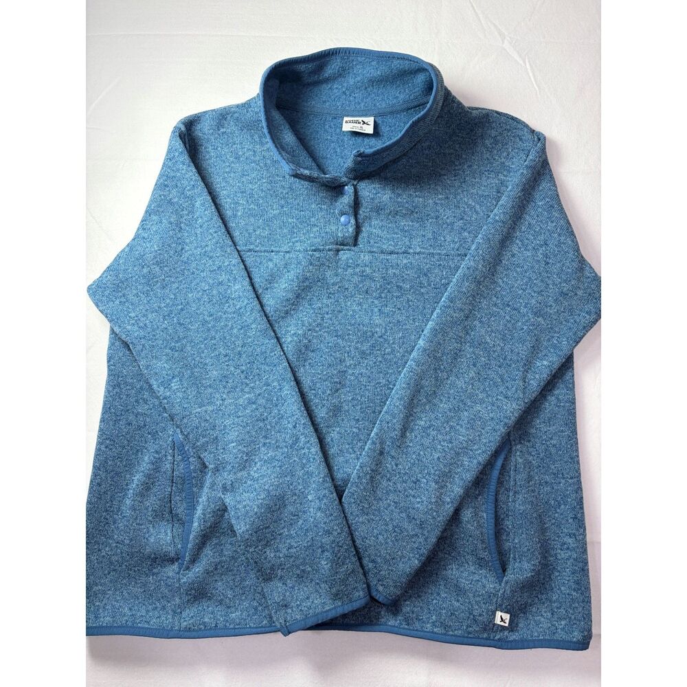 Eddie Bauer Fleece Snap Button Pullover Sweater Heather Blue Womens XL